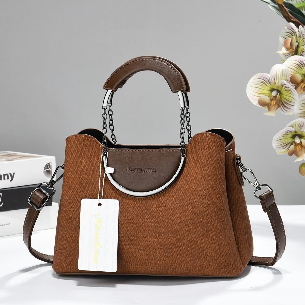 Top-Handle Satchel with Chain Strap