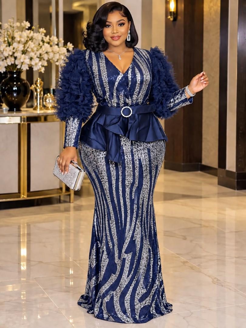 SEQUIN PEPLUM & MERMAID EVENING GOWN